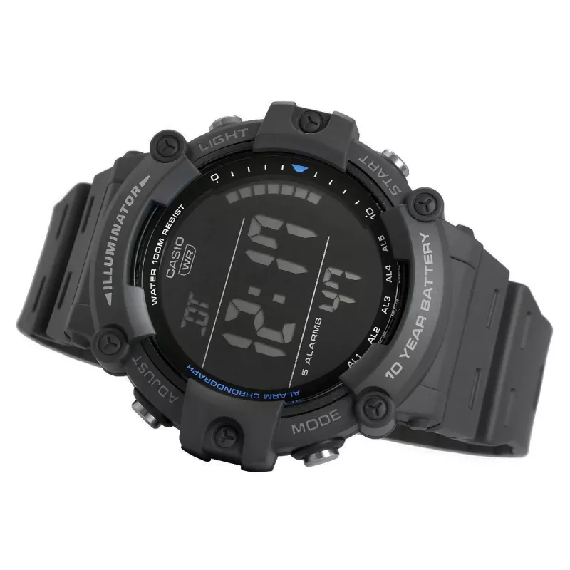 Casio AE-1500WH-8BVEF Herren-Digitaluhr – Harzarmband, 100m wasserdicht, Weltzeit