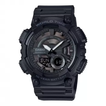 CASIO AEQ-110W-1B Herren Quarz Analog-Digital Uhr, 52,2 mm, schwarzes Resin