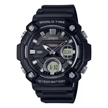 CASIO AEQ-120W-1A Herren Analog-Digital Uhr, 53,3 mm, schwarzes Resin