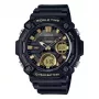 CASIO AEQ-120W-9A Herren Analog-Digital Uhr, 53,3 mm, schwarzes Resin-Gehäuse, schwarzes Resin-Armband, goldene Akzente