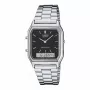 CASIO AQ-230A-1D Unisex Analog-Digital Uhr, 38,8 mm, silberfarbenes Edelstahlband, schwarzes Zifferblatt