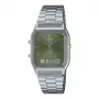 CASIO AQ-230A-3A Unisex Analog-Digital Uhr, 38,8 mm, grünes Zifferblatt, silberfarbenes Edelstahlband