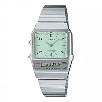 CASIO AQ-800E-3AEF Unisex Digital-Analog Uhr 32mm grünes Zifferblatt silbernes Edelstahl