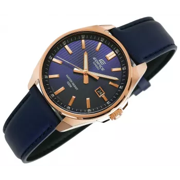 Casio Edifice EFV-150CL-2AVUEF Herrenuhr mit blauem Zifferblatt und braunem Lederarmband
