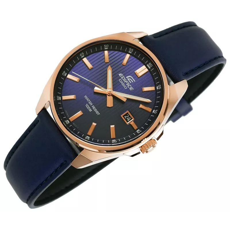 Casio Edifice EFV-150CL-2AVUEF Herrenuhr mit blauem Zifferblatt und braunem Lederarmband