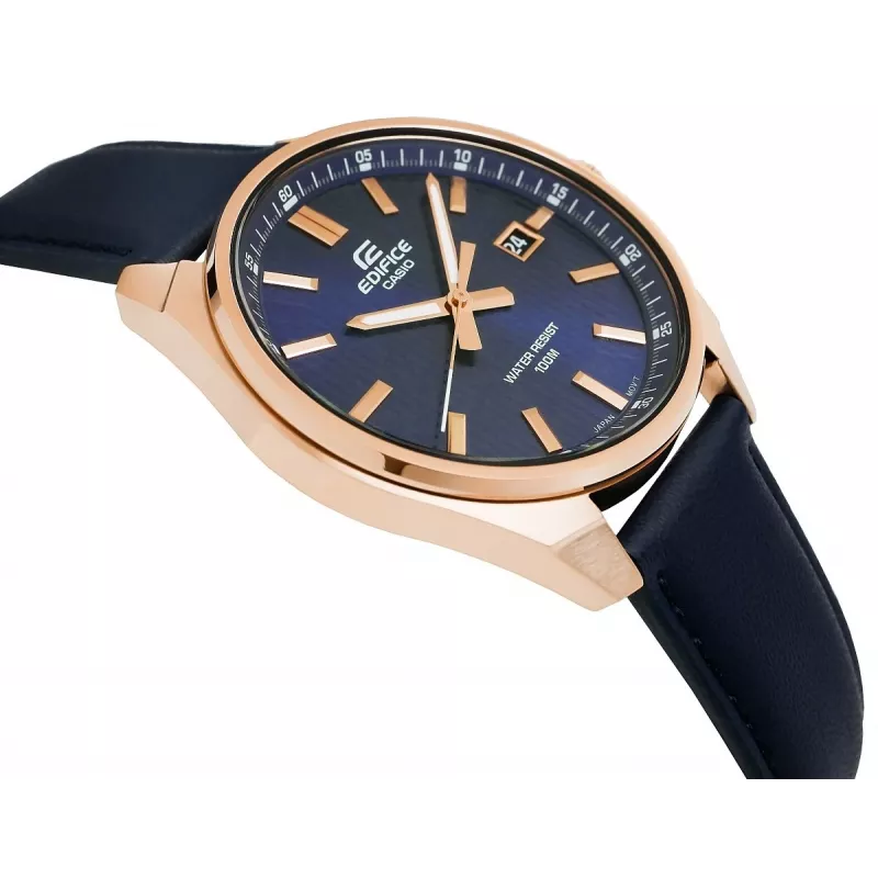 Casio Edifice EFV-150CL-2AVUEF Herrenuhr mit blauem Zifferblatt und braunem Lederarmband