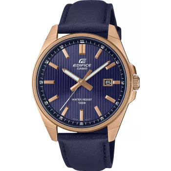 Casio Edifice EFV-150CL-2AVUEF Herrenuhr mit blauem Zifferblatt und braunem Lederarmband