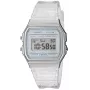 Casio F-91WS-7DF Digitaluhr – Transparentes weißes Resin-Gehäuse, Unisex, Quarz, LED-Hintergrundbeleuchtung, wasserdicht bis 3 ATM