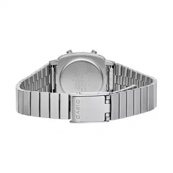 CASIO LA670WES-4AEF Damen-Digitaluhr - Roségold-Zifferblatt, silberfarbenes Gehäuse & Armband, 24 mm