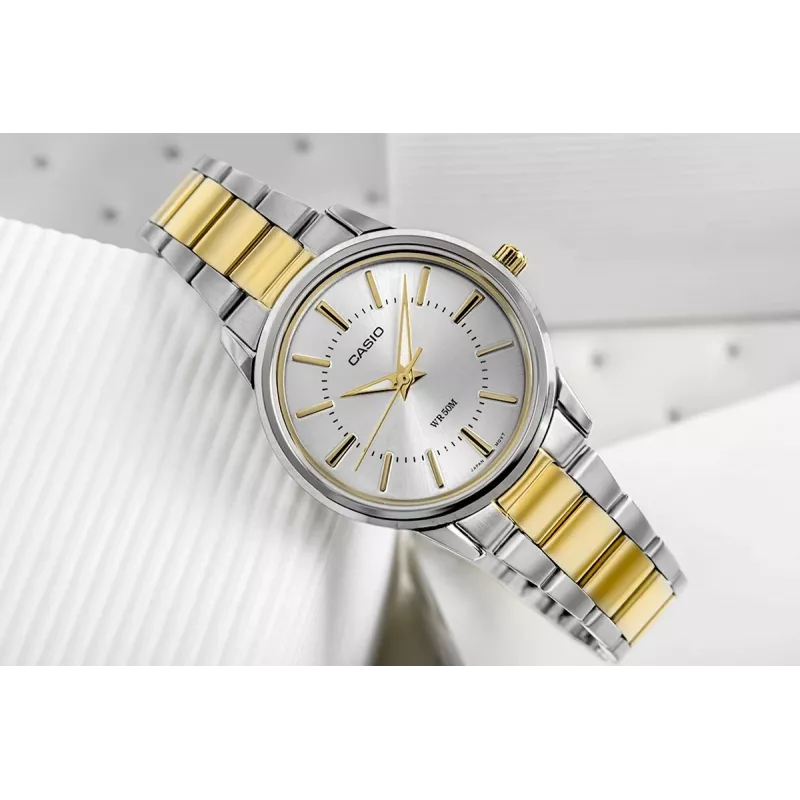 CASIO LTP-1303SG-7AVDF Damen Analog Quarz Uhr mit Edelstahlband und Datumsanzeige