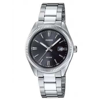 CASIO LTP1302PD-1A Damen Analog Quarzuhr 34,2mm Edelstahl Schwarzes Zifferblatt