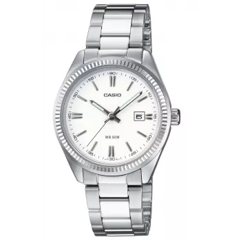CASIO LTP1302PD7A1V Unisex Analog-Quarzuhr, Silbernes Edelstahl, 34,5 x 30,2 x 8,7 mm