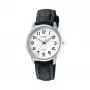 CASIO LTP1303PL7BVE Unisex Analog Uhr - Edelstahlgehäuse, schwarzes Lederarmband, 50m Wasserdichtigkeit