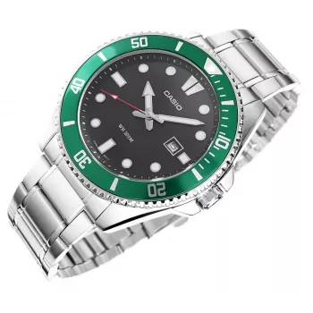 Casio MDV-107D-3AVEF Herren Analog Quarzuhr mit grünem Zifferblatt und Edelstahlarmband, 200m Wasserbeständigkeit