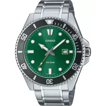CASIO MDV107D3A2VDF Herren Analog Quarzuhr, 42mm Edelstahl, grünes Zifferblatt, 200m Wasserdichtigkeit