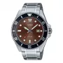 CASIO MDV107D5AVDF Herren Analog Quarzuhr, 42 mm, braunes Zifferblatt, silbernes Edelstahlband