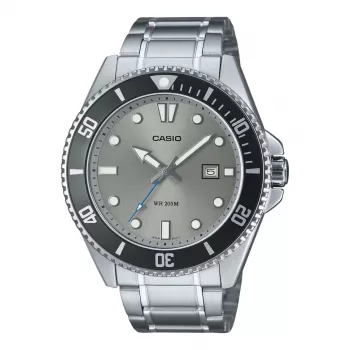 CASIO MDV107D8AVDF Herren Analog Quarzuhr, 49,5mm Edelstahl, Schwarzes Zifferblatt