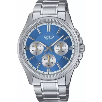 Casio Herren Analog Quarz Uhr MTP1375PD2A2V Blaues Zifferblatt Edelstahl 43,8 mm