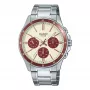 Casio Herrenuhr MTP1374D5A2VD Analog Edelstahl Uhr mit braunem Zifferblatt und Datums-/Wochentagsanzeige
