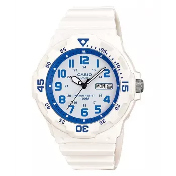 CASIO MRW-200HC-7B2 Unisex Analog Quarzuhr mit schwarzem Resin-Armband, weißem Zifferblatt, 44,6 mm Gehäuse