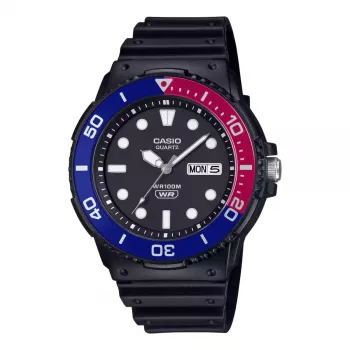 CASIO MRW-230H-1E2 Herren Analog Quarzuhr mit Resinband, 47,9 mm Gehäuse, schwarzes Zifferblatt, 100 m Wasserdichtigkeit