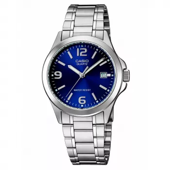 CASIO MTP-1215A-2A Herren Analog Quarzuhr Blaues Zifferblatt Edelstahl 43,3 mm