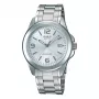Casio MTP-1215A-7A Herren Analog-Quarzuhr mit Edelstahlband, silbernem Zifferblatt, 38,4 mm Gehäuse, Datums- und Wochentagsanzeige, 50 m Wasserdichtigkeit