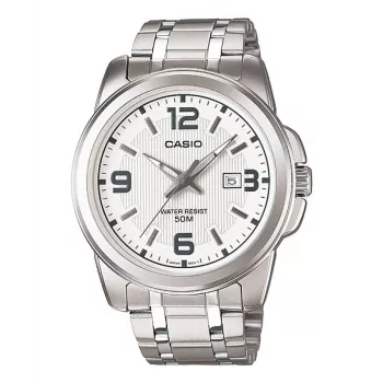 CASIO MTP-1314D-7A Herren Analog Quarzuhr Edelstahl Silbernes Zifferblatt 44,9 mm