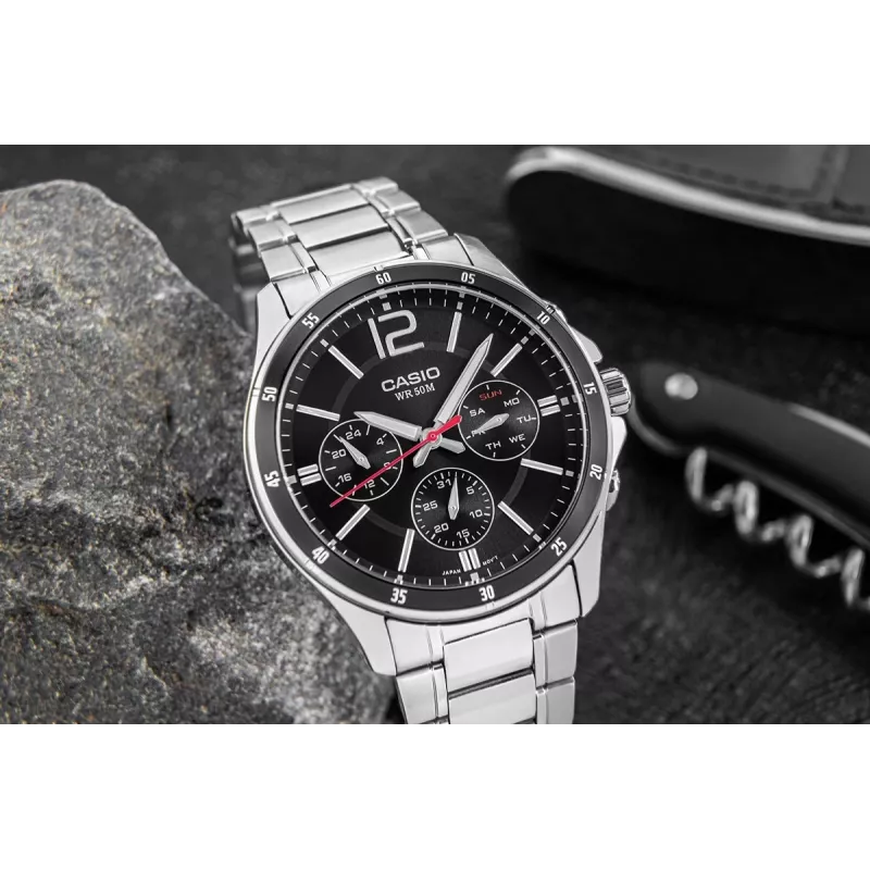 Casio MTP-1374D-1AV Herren Analog Quarzuhr Edelstahl 43,5 mm