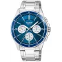 Casio MTP-1374D-2A3 Herren Analog Quarzuhr mit Edelstahlband, blauem Zifferblatt, Datumsanzeige, 50m Wasserdichtigkeit