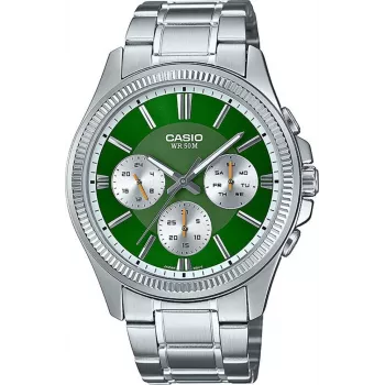 Casio MTP-1375D-3A Herren Analog Quarzuhr Grünes Zifferblatt Silber Edelstahl