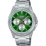 Casio MTP-1375D-3A Herren Analog Quarzuhr Grünes Zifferblatt Silber Edelstahl