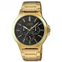 CASIO MTP-V300G-1AUDF Herren Analog Quarzuhr, 47mm Goldfarben Ionenplattiertes Edelstahlgehäuse, Schwarzes Zifferblatt, Datums- und Wochentagsanzeige