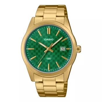 CASIO MTP-VD03G-3AUDF Herren Analog Quarzuhr 48mm grünes Zifferblatt Edelstahl