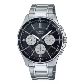 CASIO MTP1374D1A3VD Herren Analog Quarzuhr mit Datums- und Wochentagsanzeige, Edelstahlband, 47 mm Gehäuse