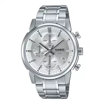 CASIO MTPE510D7AVDF Herren Analog Quarzuhr 42mm Edelstahl Silbernes Zifferblatt