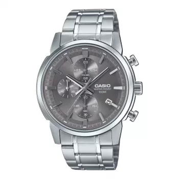 CASIO MTPE510D8AVDF Herren Analog Quarz Uhr 42mm Edelstahl graues Zifferblatt