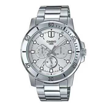 CASIO MTPVD300D-7EUD Herren Analog Quarzuhr 45mm Edelstahl Silber Zifferblatt