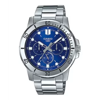 CASIO MTPVD300D2EUD Herren Analog Quarzuhr 45mm Edelstahl Blaues Zifferblatt