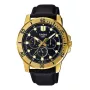 CASIO MTPVD300GL1EU Herren Analog Quarzuhr 45mm Gold-Ton Edelstahl Schwarzes Leder