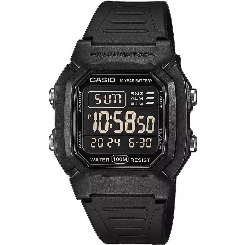 Casio W-800H-1BVES Herren-Digitaluhr - 100m wasserdicht, Quarzwerk