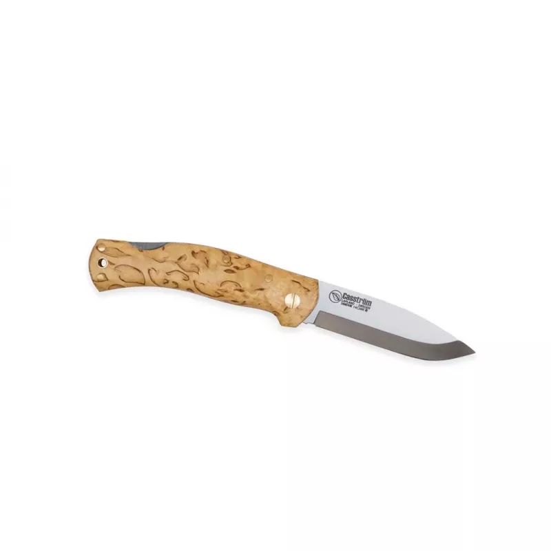 Casström Lars Fält Lock Back Klappmesser, Maserbirkengriff, Karbonstahlklinge