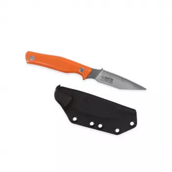 Casström Swedish Field Dresser Orange G10 Jagdmesser 100mm Sandvik 12C27 Klinge, Full Tang, Kydex-Scheide