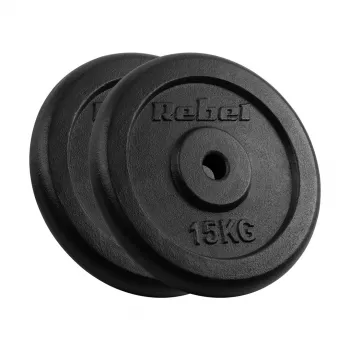 Gusseisen-Gewichtsset 2x15kg, Bohrung 31mm, Classic Disc, REBEL ACTIVE
