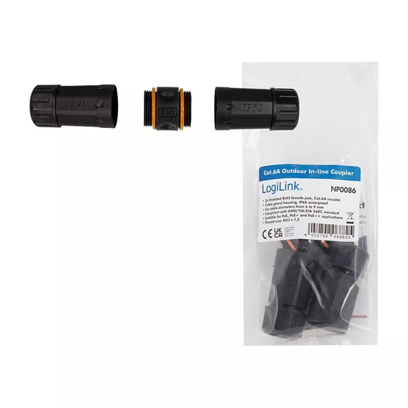 CAT6a Outdoor-Kupplung IP68 RJ45 Buchse auf Buchse geschirmter Ethernet-Verbinder