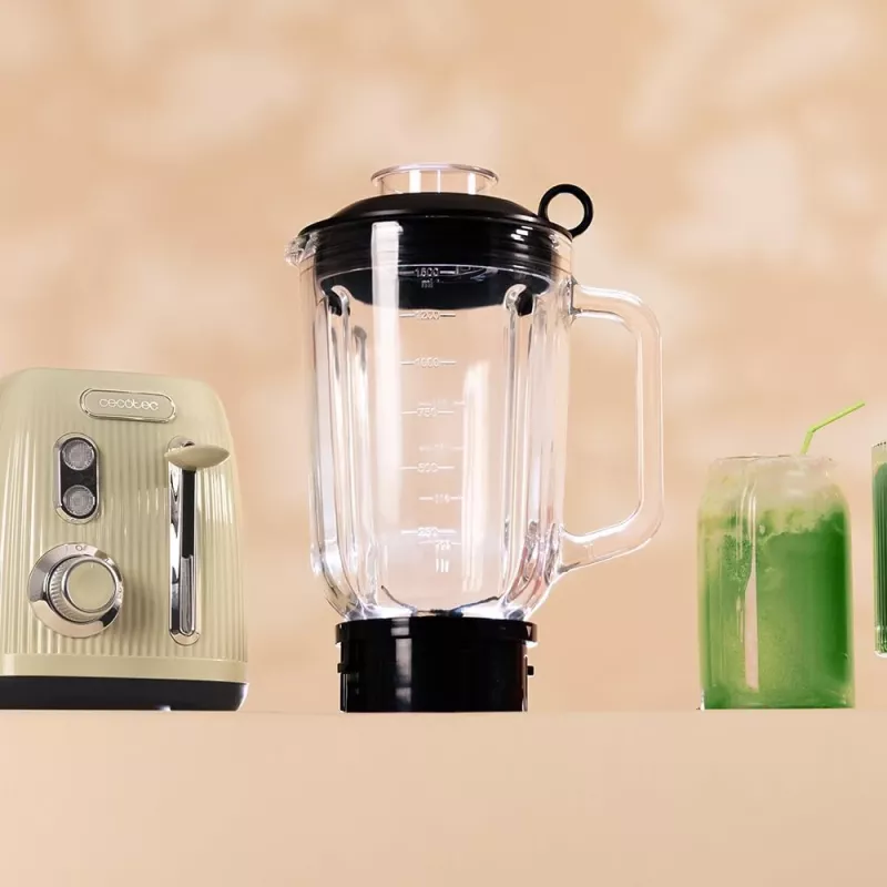 Cecotec Mixer Power Black Titanium RetroGreen, 1200 W, 1,5 L Glasbehälter, Grün