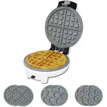Cecotec Fun Gofrestone 3in1 Waffeleisen | 700 W | 3 austauschbare Platten für Waffeln, Muffins, Donuts | Antihaftbeschichtung Gofrestone | Weiß
