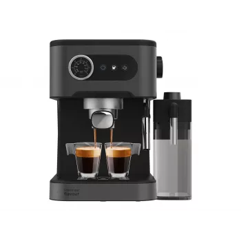 Cecotec Power Espresso 20 Pro Latte Kaffeemaschine, 20 Bar Pumpendruck, integrierter Milchaufschäumer, halbautomatisch, Schwarz, 1350 W