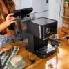 Cecotec Power Espresso 20 Pro Latte Kaffeemaschine, 20 Bar Pumpendruck, integrierter Milchaufschäumer, halbautomatisch, Schwarz, 1350 W