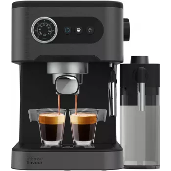 Cecotec Power Espresso 20 Pro Latte Kaffeemaschine, 20 Bar Pumpendruck, integrierter Milchaufschäumer, halbautomatisch, Schwarz, 1350 W